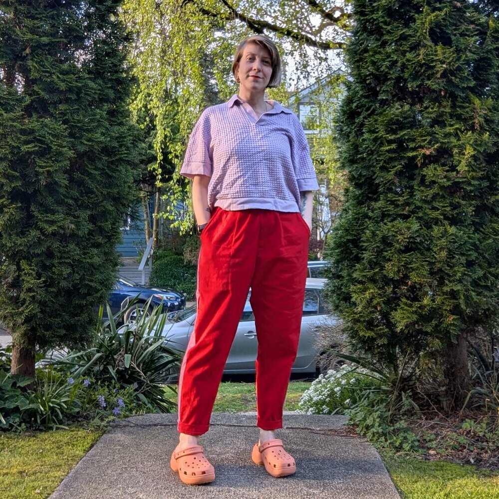 red and pink pants